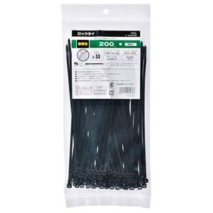 (まとめ) オーム電機 耐候性ロックタイ 200mm 黒 LT-200W100BK 1袋(100本)  【×10セット】