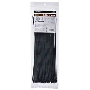 (まとめ) オーム電機 耐候性ロックタイ 300mm 黒 LT-300W100BK 1袋(100本)  【×10セット】