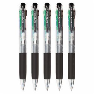 (まとめ) トンボ鉛筆 4色油性ボールペン リポーター4 0.7mm （軸色 透明） 業務用パック BC-FRC205P 1箱（5本）  【×10セット】