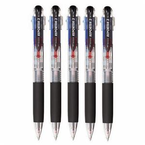 (まとめ) トンボ鉛筆 3色油性ボールペン リポーター3 0.7mm （軸色 透明） 業務用パック BC-TRC205P 1箱（5本）  【×10セット】