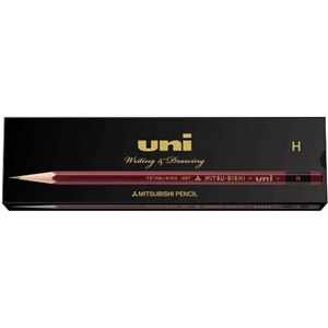 (まとめ) 三菱鉛筆 鉛筆 ユニ紙箱 H UKH 1ダース(12本)  【×10セット】