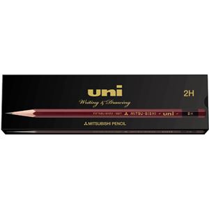 (まとめ) 三菱鉛筆 鉛筆 ユニ紙箱 2H UK2H 1ダース(12本)  【×10セット】