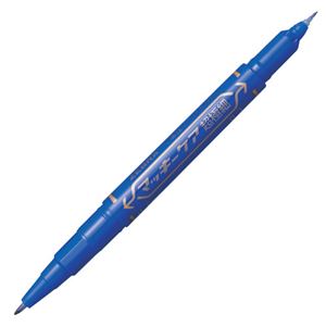 (まとめ) ゼブラ 油性マーカー マッキーケア超極細 極細+超極細 青 YYTH3-BL 1セット(10本)  【×10セット】