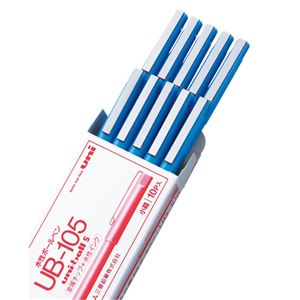 (まとめ) 三菱鉛筆 水性ボールペン ユニボール 0.5mm 赤 UB105.15 1セット（10本）  【×10セット】