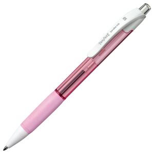 (まとめ) TANOSEE ノック式油性ボールペン（なめらかインク） 0.5mm 黒 （軸色 クリアピンク） 1セット（10本）  【×10セット】