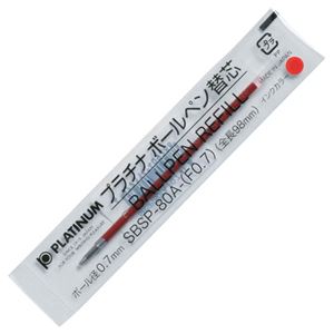 (まとめ) プラチナ 油性ボールペン替芯(なめらかインク) 0.7mm 赤 SBSP-80A(F07)#2 1セット(10本)  【×10セット】