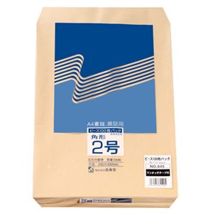 (まとめ) ピース R40再生紙クラフト封筒 テープのり付 角2 85g／m2 845 1パック（100枚）  【×10セット】