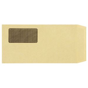 (まとめ) TANOSEE 窓付封筒 裏地紋付 ワンタッチテープ付 長3 70g／m2 クラフト 1パック（100枚）  【×10セット】