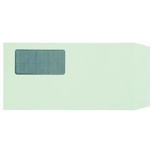 (まとめ) TANOSEE 窓付封筒 裏地紋付 長3 80g／m2 グリーン 1パック（100枚）  【×10セット】