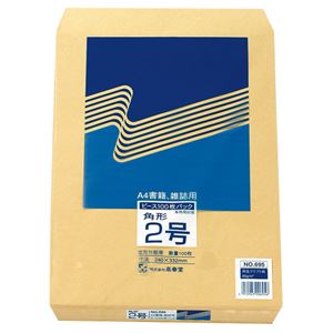 (まとめ) ピース R40再生紙クラフト封筒 角2 85g／m2 695 1パック（100枚）  【×10セット】