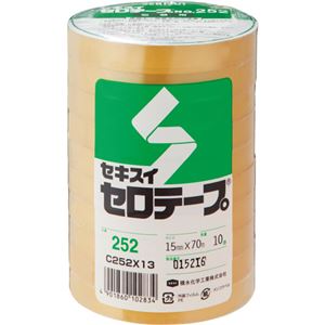 (まとめ) 積水化学 セロテープ No.252 15mm×70m C252X13 1パック(10巻)  【×10セット】