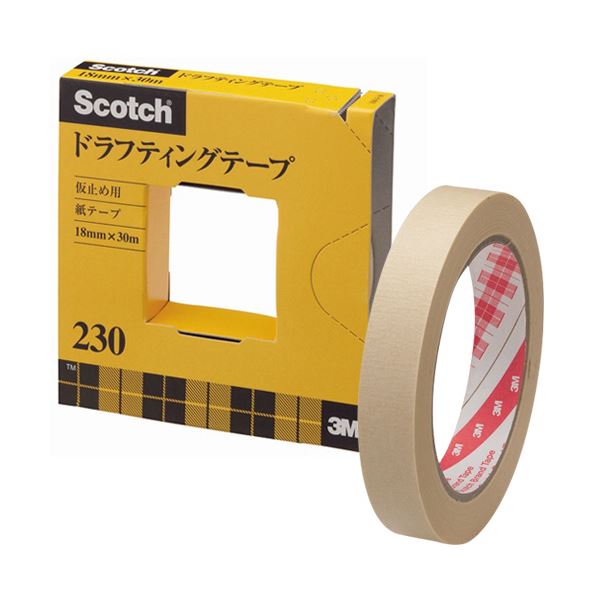 (まとめ) 3M スコッチ ドラフティングテープ 230 大巻 18mm×30m 230-3-18 1巻  【×10セット】