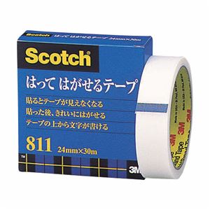 (まとめ) 3M スコッチ はってはがせるテープ 811 大巻 24mm×30m 紙箱入 カット金具付 811-3-24 1巻  【×10セット】