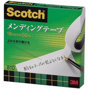 (まとめ) 3M スコッチ メンディングテープ 810 大巻 18mm×50m 紙箱入 810-3-18 1巻  【×10セット】