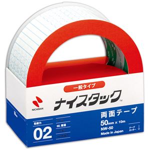 (まとめ) ニチバン ナイスタック 再生紙両面テープ 大巻 50mm×10m NW-50 1巻  【×10セット】