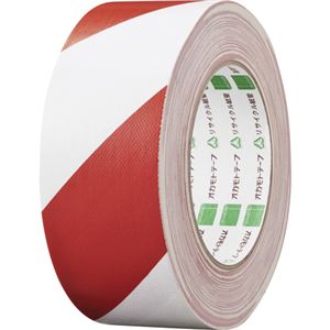 (まとめ) オカモト 布トラテープ 50mm×25m 赤/白 No.111トラRW 1巻  【×10セット】