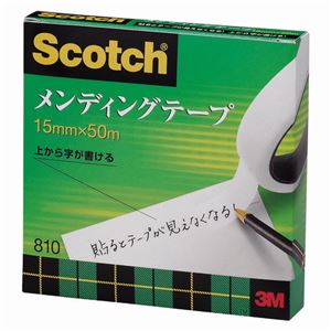 (まとめ) 3M スコッチ メンディングテープ 810 大巻 15mm×50m 紙箱入 810-3-15 1巻  【×10セット】