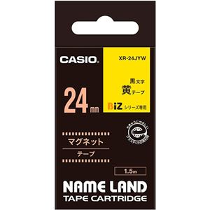 (まとめ) カシオ CASIO ネームランド NAME LAND マグネットテープ 24mm×1.5m 黄／黒文字 XR-24JYW 1個  【×10セット】