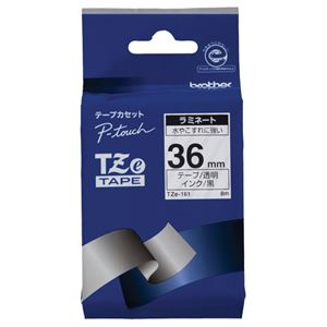 (まとめ) ブラザー BROTHER ピータッチ TZeテープ ラミネートテープ 36mm 透明／黒文字 TZE-161 1個  【×10セット】