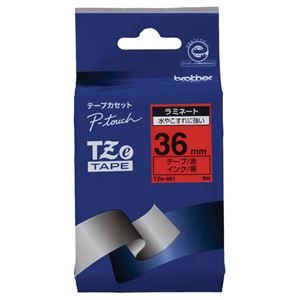 (まとめ) ブラザー BROTHER ピータッチ TZeテープ ラミネートテープ 36mm 赤／黒文字 TZE-461 1個  【×10セット】