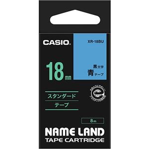 (まとめ) カシオ CASIO ネームランド NAME LAND スタンダードテープ 18mm×8m 青／黒文字 XR-18BU 1個  【×10セット】