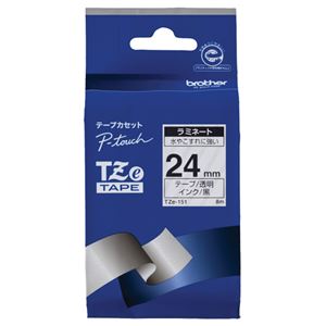 (まとめ) ブラザー BROTHER ピータッチ TZeテープ ラミネートテープ 24mm 透明／黒文字 TZE-151 1個  【×10セット】