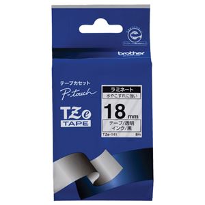 (まとめ) ブラザー BROTHER ピータッチ TZeテープ ラミネートテープ 18mm 透明／黒文字 TZE-141 1個  【×10セット】