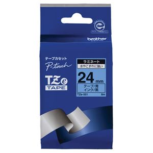 (まとめ) ブラザー BROTHER ピータッチ TZeテープ ラミネートテープ 24mm 青／黒文字 TZE-551 1個  【×10セット】