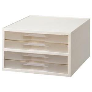 (まとめ) 岩崎工業 PP製引き出しケース A4タテ 薄型4段 ホワイト・クリア ST6102CW 1台  【×10セット】