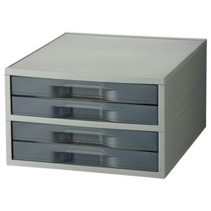 (まとめ) 岩崎工業 PP製引き出しケース A4タテ 薄型4段 グレー ST6102GR 1台  【×10セット】