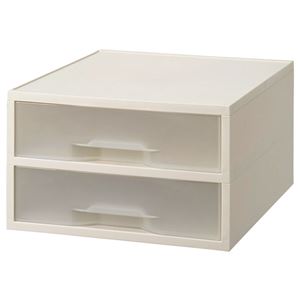 (まとめ) 岩崎工業 PP製引き出しケース A4タテ 浅型2段 ホワイト・クリア ST6101CW 1台  【×10セット】