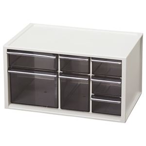 (まとめ) アイリスオーヤマ 小物キャビネット 引出し7個 ライトグレー KC-280R 1台  【×10セット】