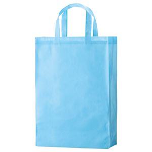 (まとめ) TANOSEE 不織布バッグ 中 ヨコ320×タテ450×マチ幅120mm スカイブルー 1パック（10枚）  【×10セット】