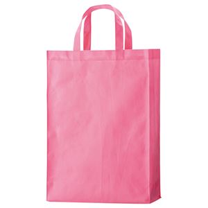 (まとめ) TANOSEE 不織布バッグ 中 ヨコ320×タテ450×マチ幅120mm ピンク 1パック（10枚）  【×10セット】