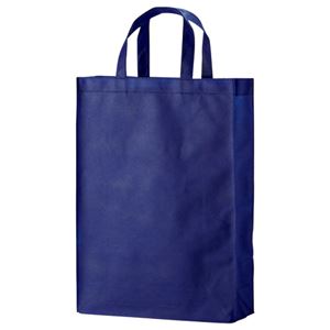 (まとめ) TANOSEE 不織布バッグ 中 ヨコ320×タテ450×マチ幅120mm ネイビー 1パック（10枚）  【×10セット】