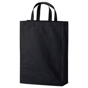 (まとめ) TANOSEE 不織布バッグ 中 ヨコ320×タテ450×マチ幅120mm ブラック 1パック（10枚）  【×10セット】