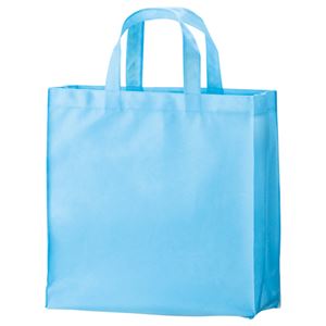 (まとめ) TANOSEE 不織布バッグ 小 ヨコ320×タテ330×マチ幅110mm スカイブルー 1パック（10枚）  【×10セット】