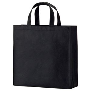 (まとめ) TANOSEE 不織布バッグ 小 ヨコ320×タテ330×マチ幅110mm ブラック 1パック（10枚）  【×10セット】