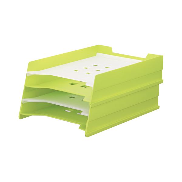 (まとめ) リヒトラブ マルチレタートレー A4タテ 黄緑 A-7300-6 1個  【×10セット】
