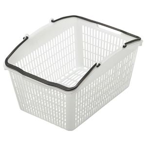 (まとめ) スーパーメイト ショッピングバスケット 16L シロ/グレー PB-16NG 1個  【×10セット】
