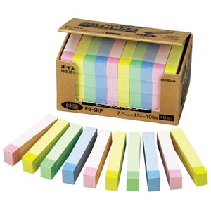 (まとめ) ニチバン ポイントメモ ビジネスパック 7.5×45mm パステルライン混色 FB-5KP 1パック(40冊)  【×10セット】