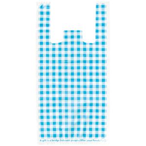 (まとめ) ヘッズ ブルーチェックレジバッグ ヨコ250×タテ490×マチ幅150mm BC-ML 1パック(100枚)  【×10セット】