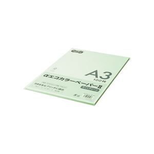 (まとめ) TANOSEE αエコカラーペーパーII A3 ライトグリーン 少枚数パック 1冊（100枚）  【×10セット】