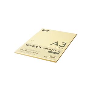 (まとめ) TANOSEE αエコカラーペーパーII A3 クリーム 少枚数パック 1冊（100枚）  【×10セット】