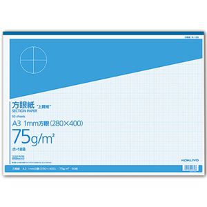 (まとめ) コクヨ 上質方眼紙 A3 1mm目 ブルー刷り 50枚 ホ-18B 1冊  【×10セット】