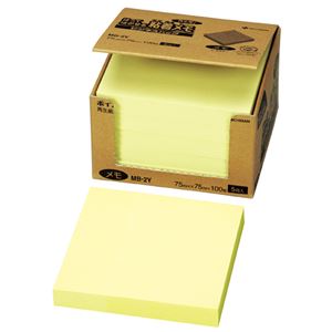 (まとめ) ニチバン ポイントメモ 再生紙 ビジネスパック 75×75mm イエロー MB-2Y 1パック(5冊)  【×10セット】