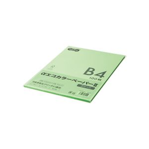 (まとめ) TANOSEE αエコカラーペーパーII B4 グリーン 少枚数パック 1冊（100枚）  【×10セット】