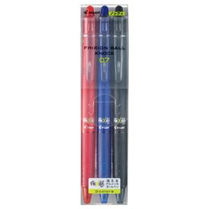 パイロット ゲルインクボールペン フリクションボールノック 0.7mm 3色セット ブラック、ブルー、レッド各1本 LFBK-69F-3C 1パック 【×10セット】