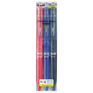 パイロット ゲルインクボールペン フリクションボールノック 0.5mm 3色セット ブラック、ブルー、レッド各1本 LFBK-69EF-3C 1パック 【×10セット】