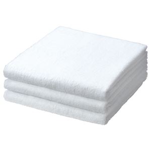 (まとめ) TANOSEE バスタオル ホワイト 1パック（3枚）  【×10セット】